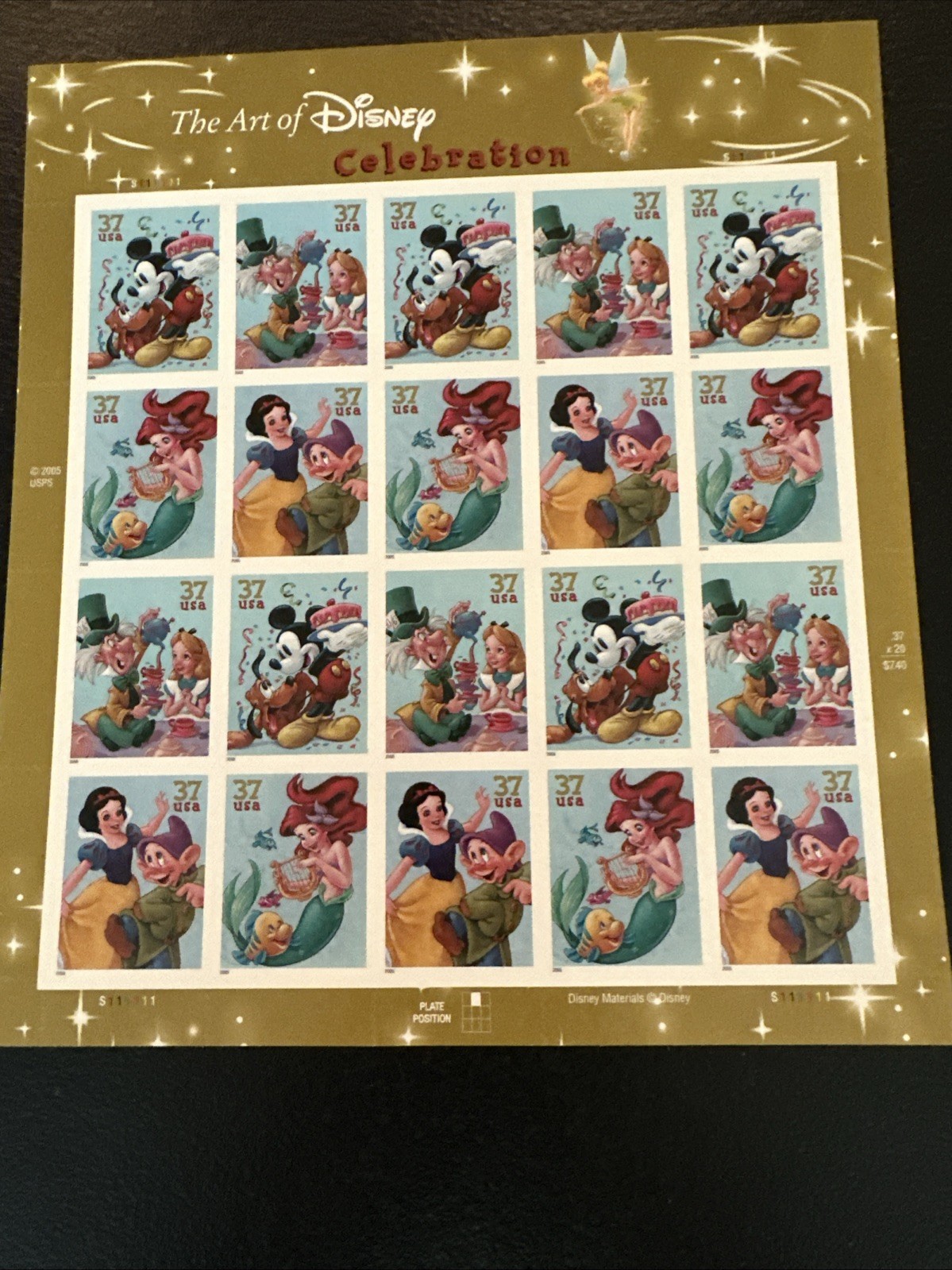 THE ART OF DISNEY Complete Set of 5 Differnt Full Sheets of 20 US Stamps 2004-08