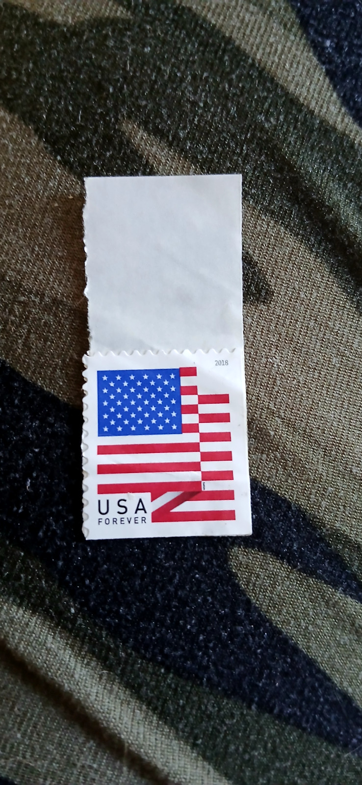 two USA american flag forever stamps from 2018 red white and blue