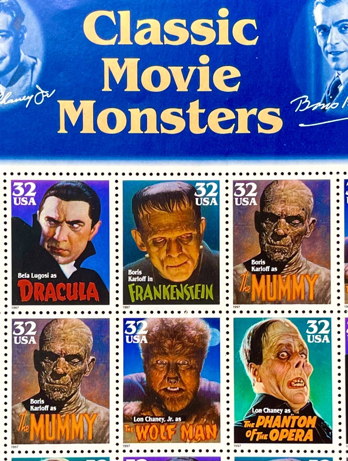 CLASSIC MOVIE MONSTERS Vintage USPS STAMP PAGE United States Postal Service