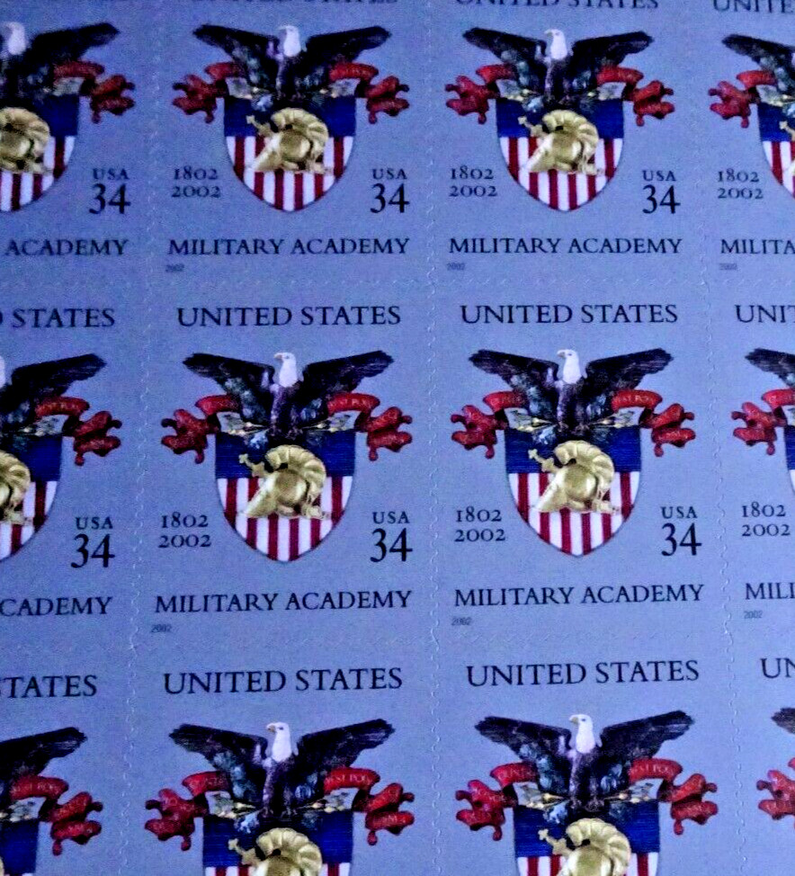 US 3560 U.S. MILITARY ACADEMY 200th PANE OF 20 (34c) STAMPS GLASSINE SHIP BUY!!