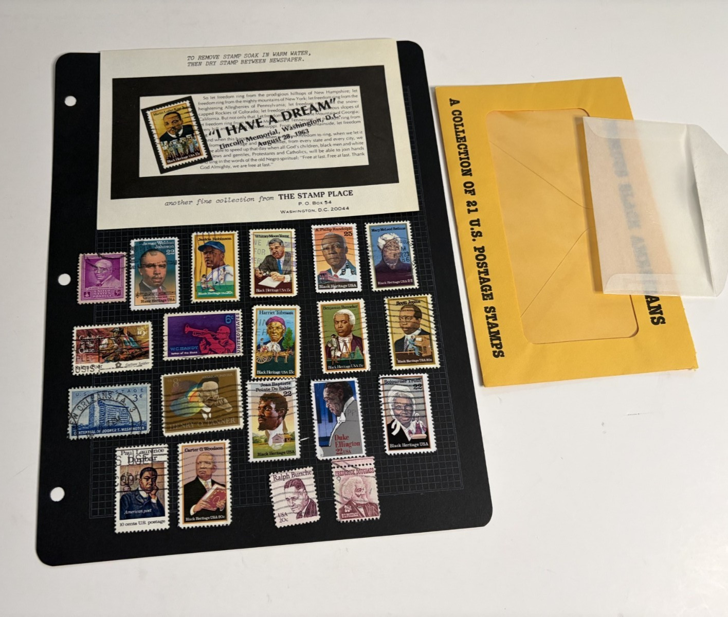 21 Famous Black Americans Collection of US Postage stamps,