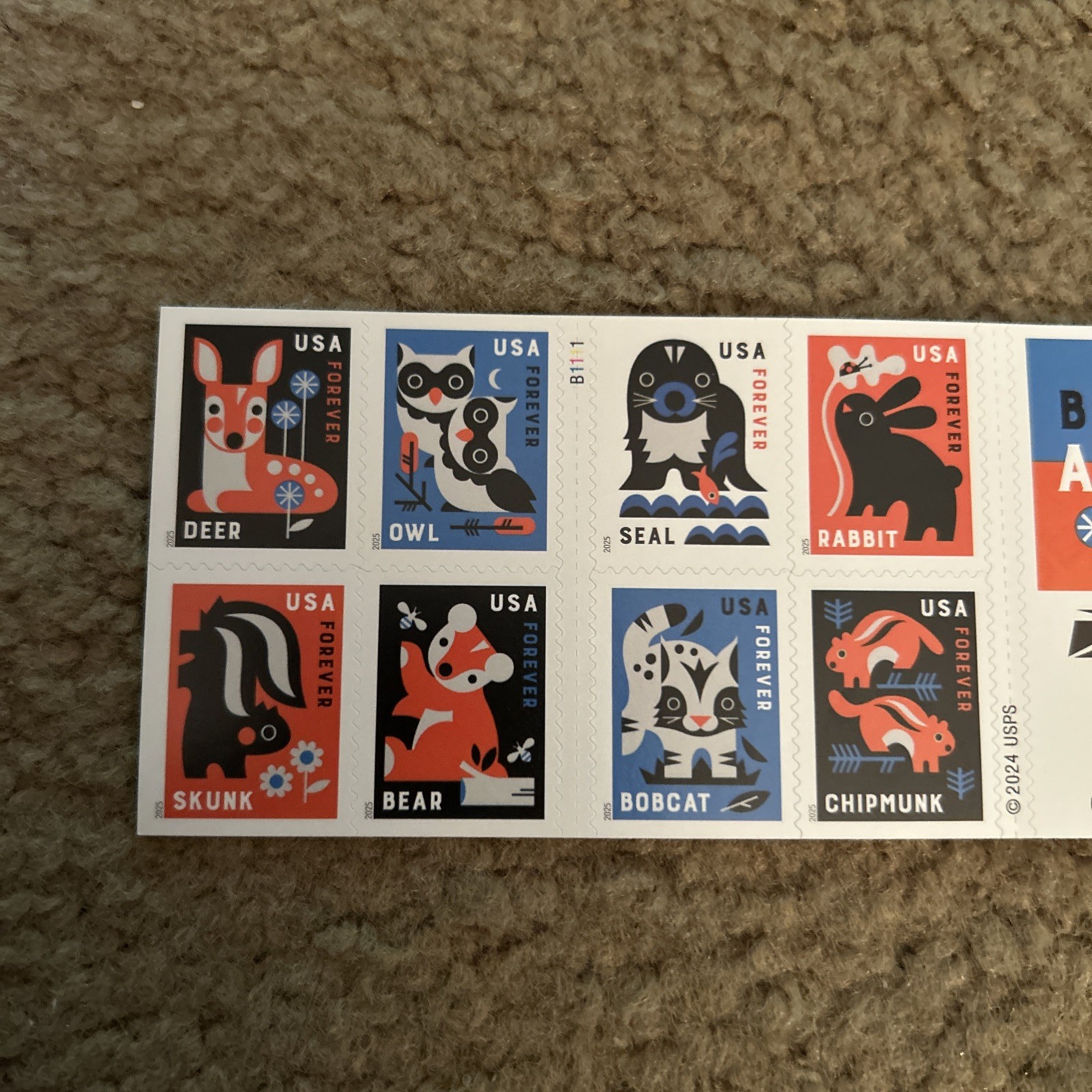 20 USPS Forever stamps FV $15.60 Baby Wild Animals Super Cute Deer Owl Skunk ++