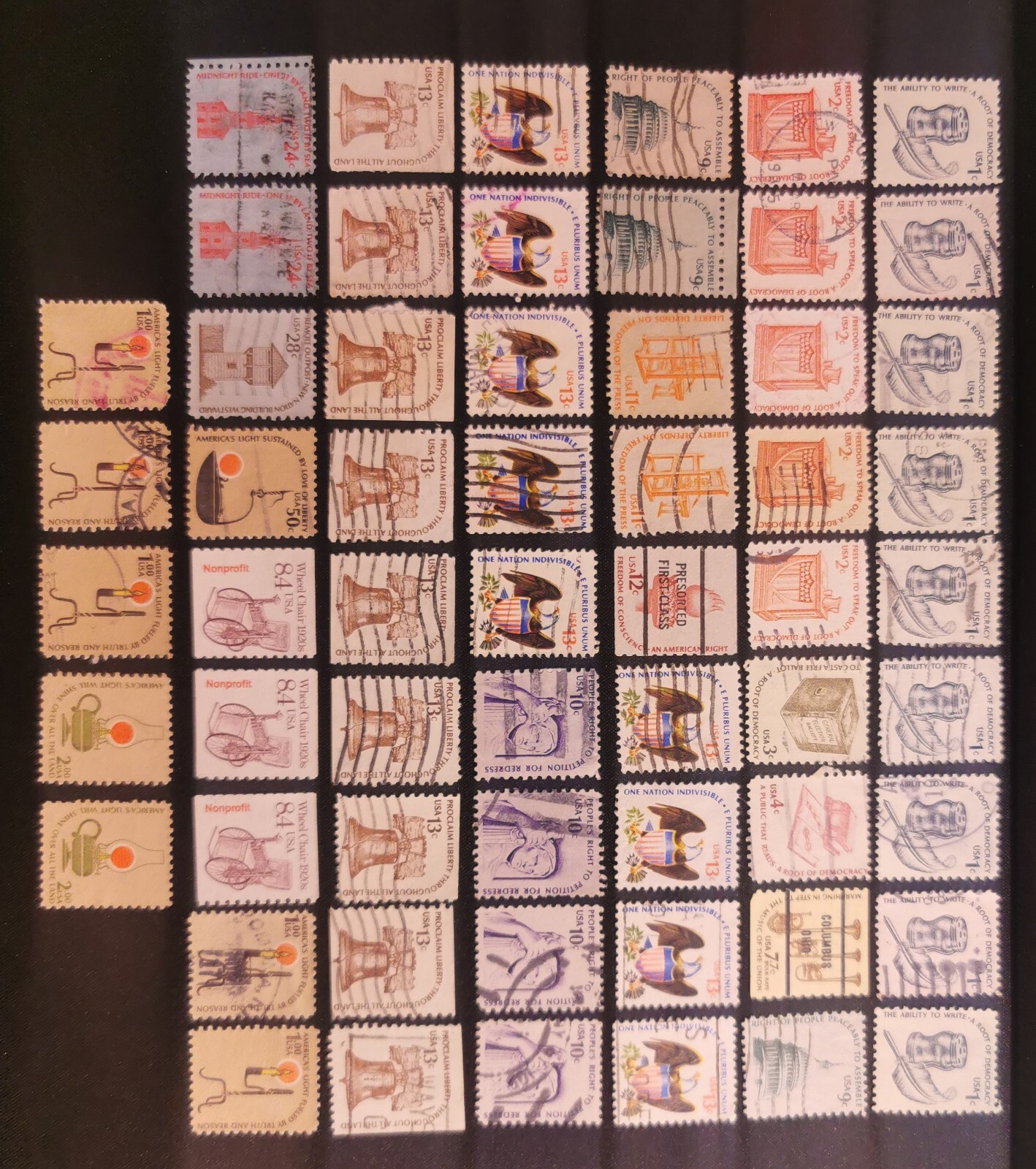 US American Series Postage Stamp Set Varieties In Used And Mint Condition.