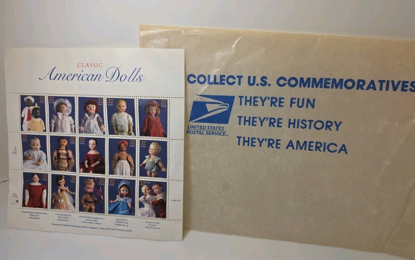 15 U.S. Postage Stamps CLASSIC AMERICAN DOLLS 1996 set Unused