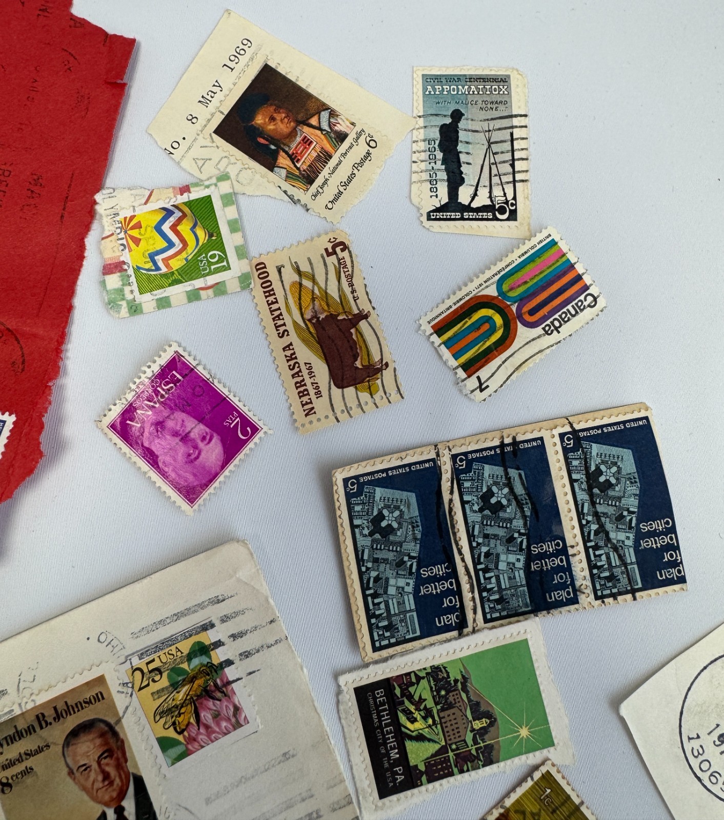 Worldwide Vintage Stamp Collection Lot 75+ Used Stamps on Paper and Off Paper