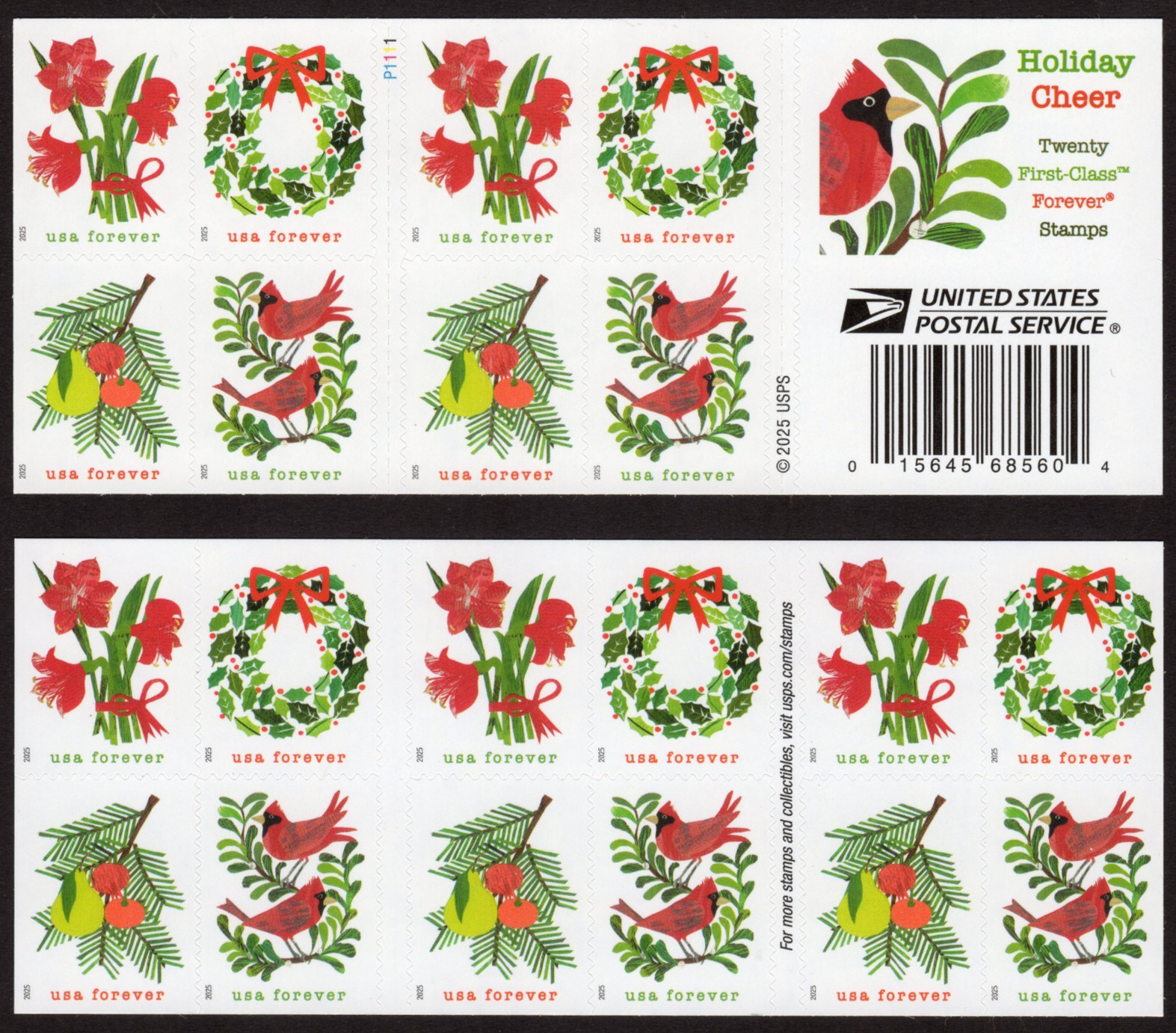 USPS Holiday (Christmas) Cheer Booklet of 20 Forever Stamps – MNH (6036a)