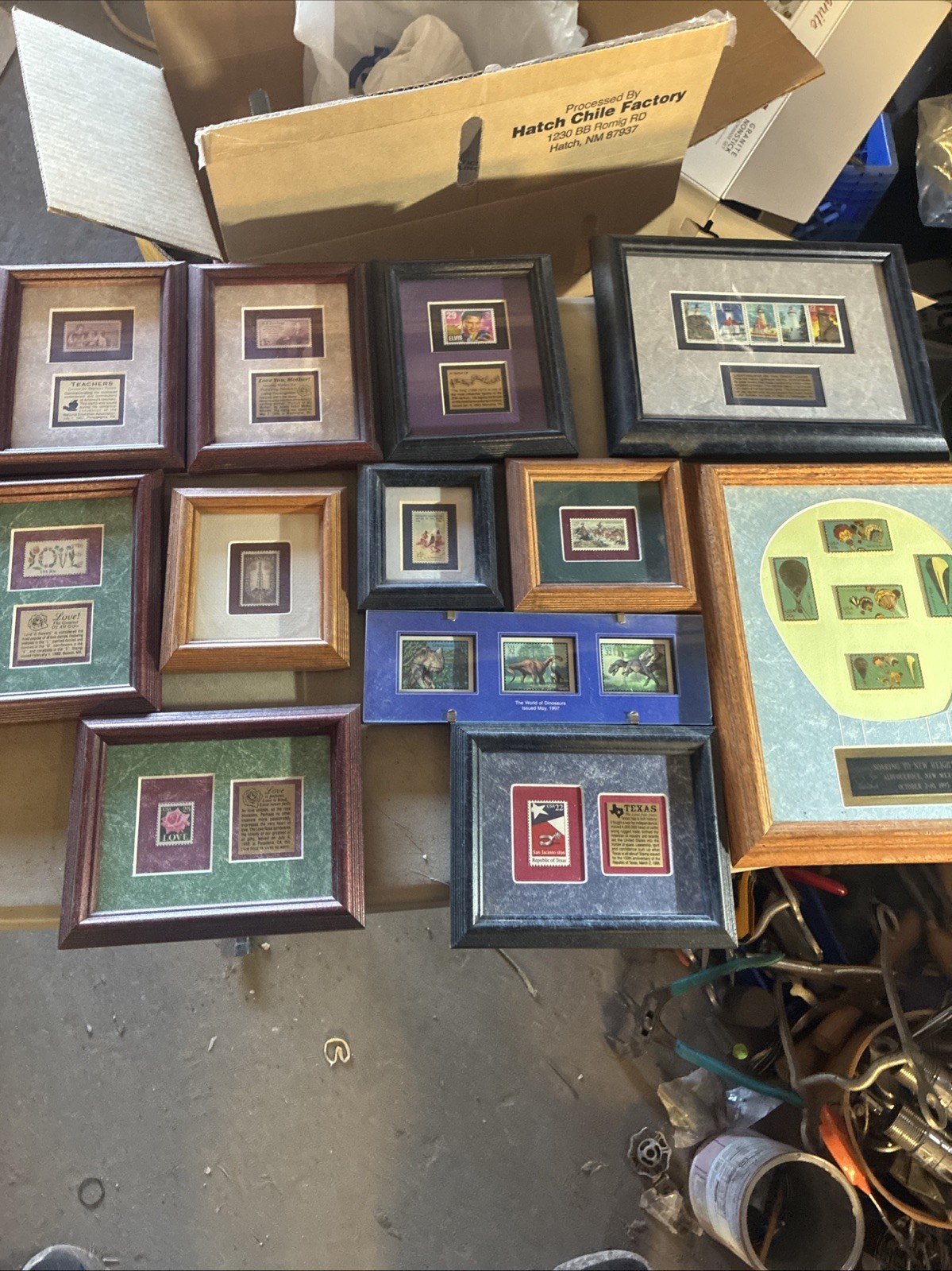 12 Framed Collectible Stamp Frames-Selling All Together-Good Subject Matter-nice