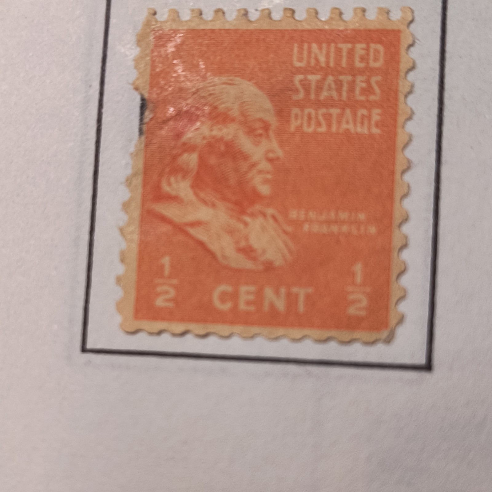 United States Benjamin Franklin 1/2 Cent Orange Postage Stamp Single