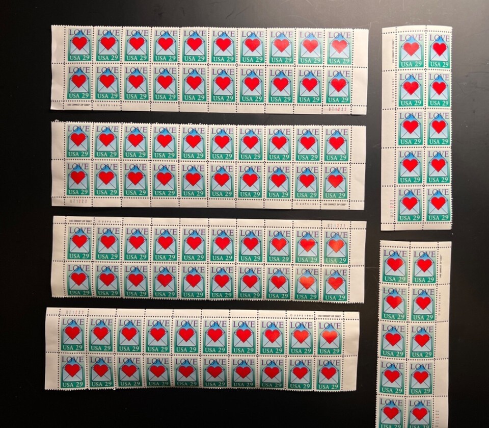 US Scott #2618 Love Letter, Love Heart & Envelope 29¢ – Lot 100 Stamps – FV$29