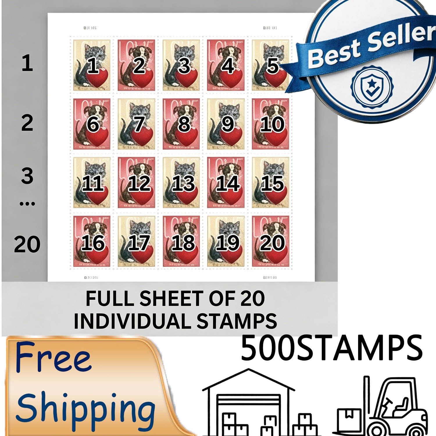 2023 USA Cats & Dogs Love Forever Stamps Sheet of 500 Mint NH Scott #5745-46