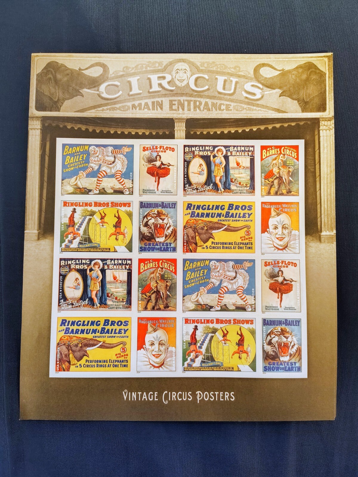 VINTAGE CIRCUS POSTER 2014 USPS STAMP PAGE United States Postal Service