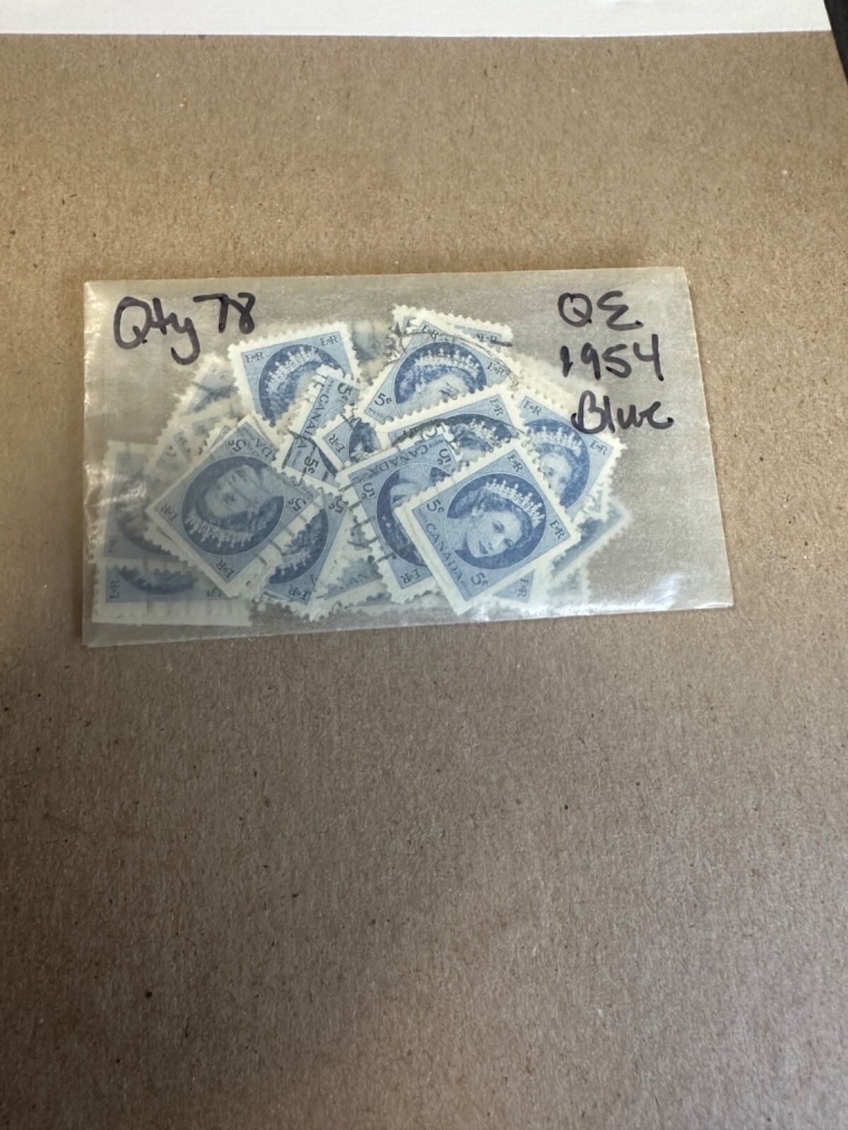 Queen Elizabeth 1954 blue stamp used/unmounted lot of 78