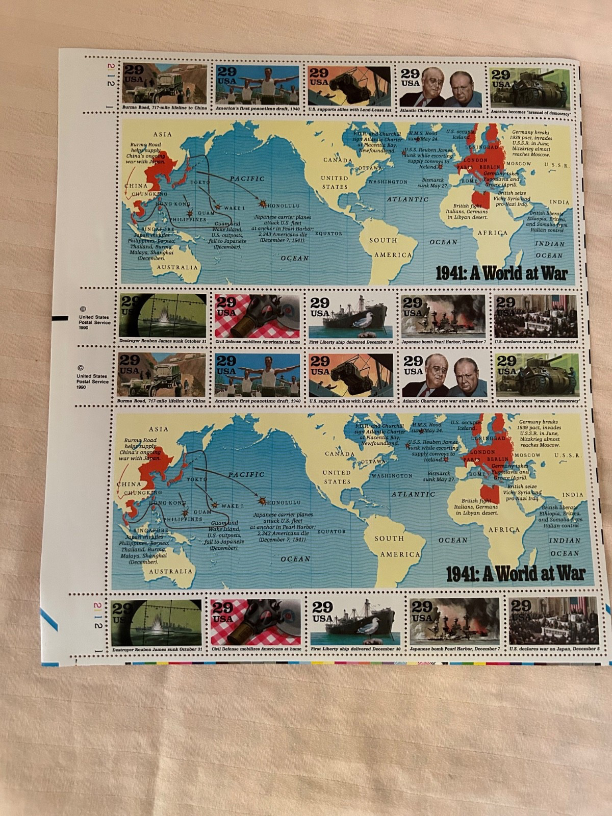 USPS The Second World War miniature sheets. .1941-1945