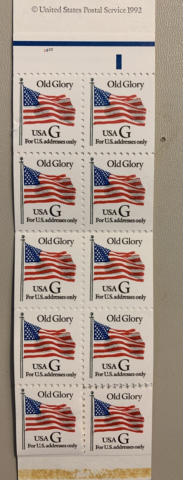 Old Glory USA G Series Postage Stamps Book 2 Sheets 19 Stamps