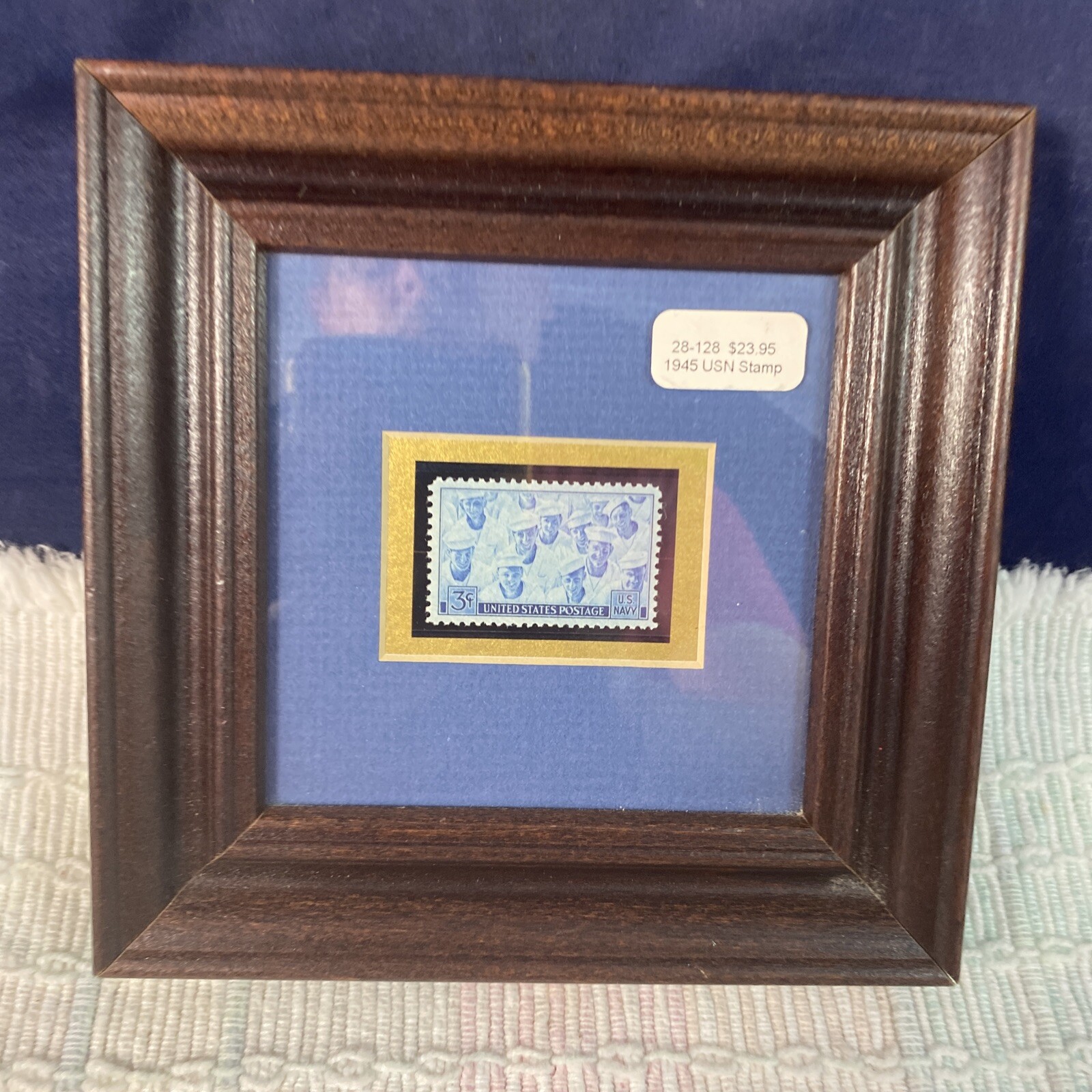 Rare Framed USN 1945 Stamp – Victory Club award