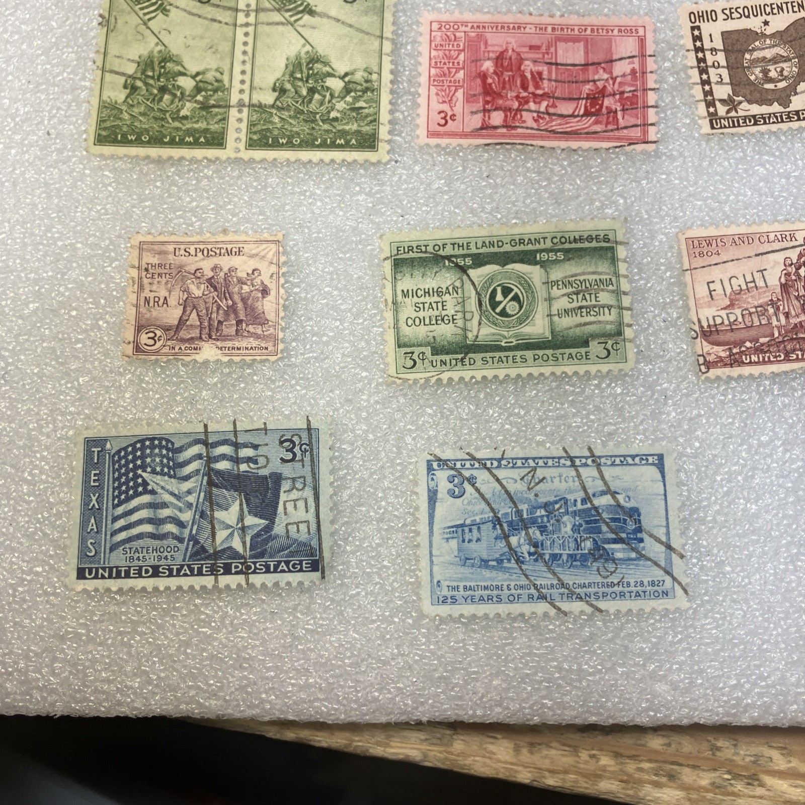 15 USED/Cancelled Commemorative 3c 1941-1955 US Stamps. Varied Lot. $1 Ships.