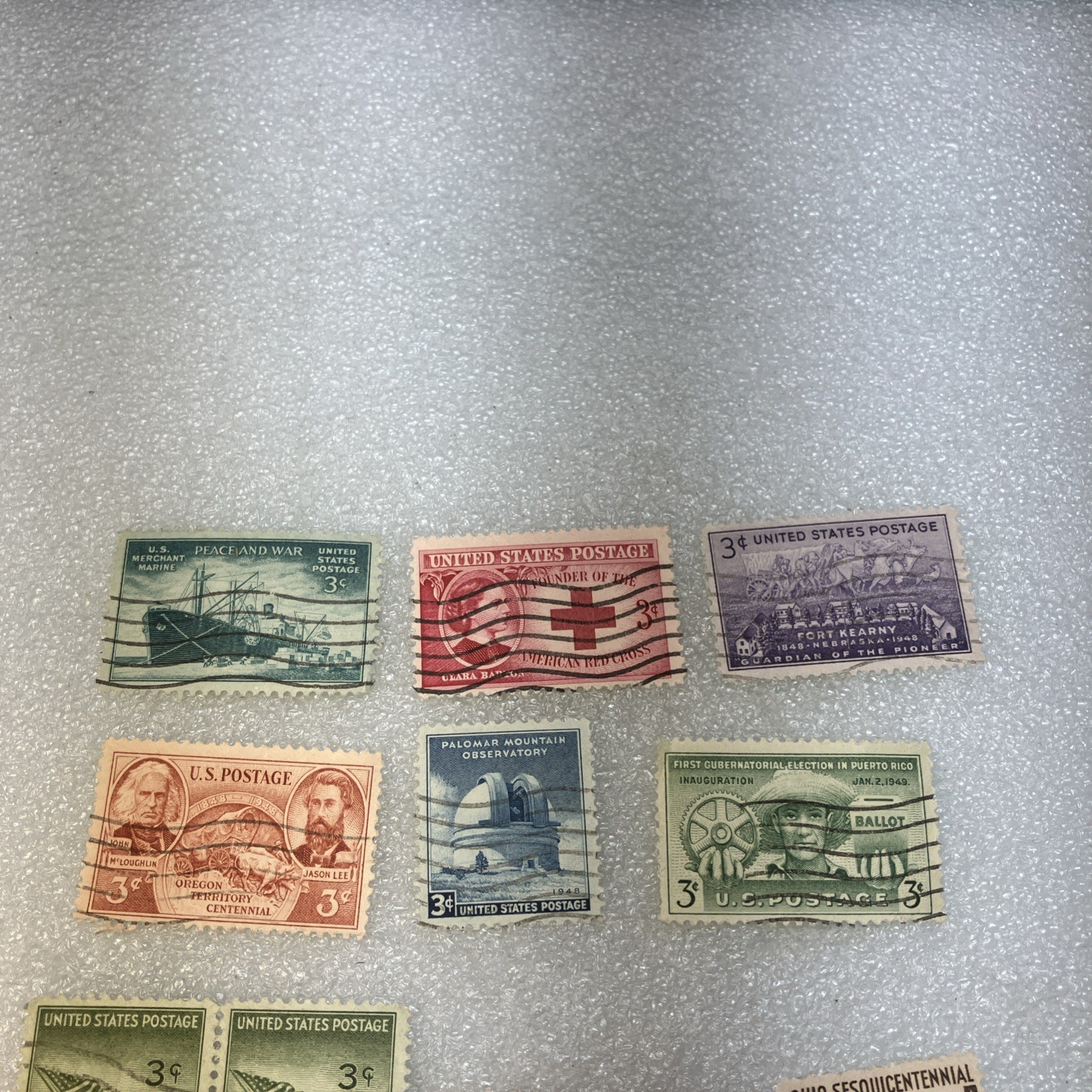 15 USED/Cancelled Commemorative 3c 1941-1955 US Stamps. Varied Lot. $1 Ships.