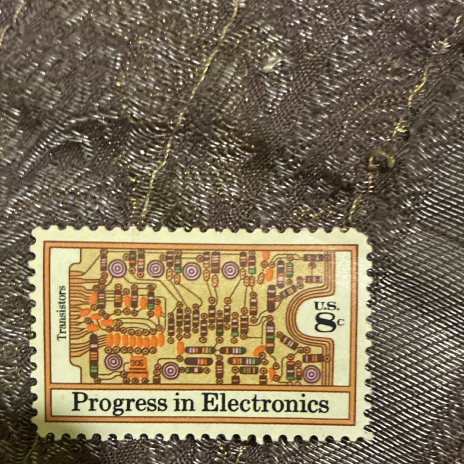 US Progress in Electronics 8 Cent Stamp Brown Orange Purple Single