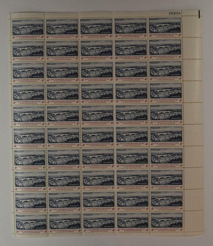 US SCOTT 1164 PANE OF 50 FIRST US AUTOMATED POST OFFICE STAMPS 4 CENT FACE MNH