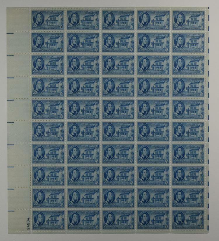 US SCOTT 996 PANE OF 50 INDIANA TERRITORY 150TH STAMPS 3 CENTS FACE MNH