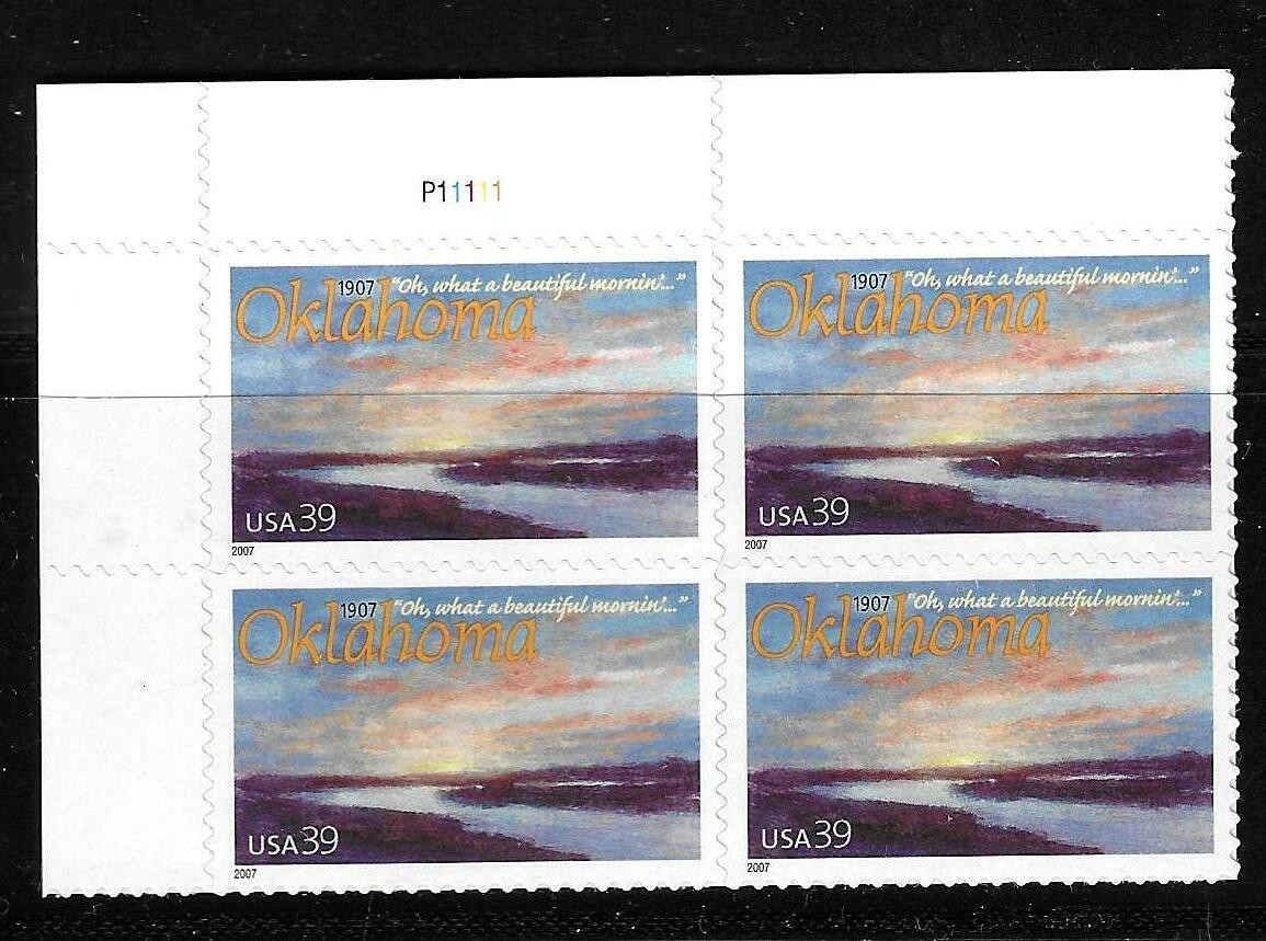 USA SC # 4121 Oklahoma Statehood 100th Anni . – Cimarron River – / BLK4 . MNH