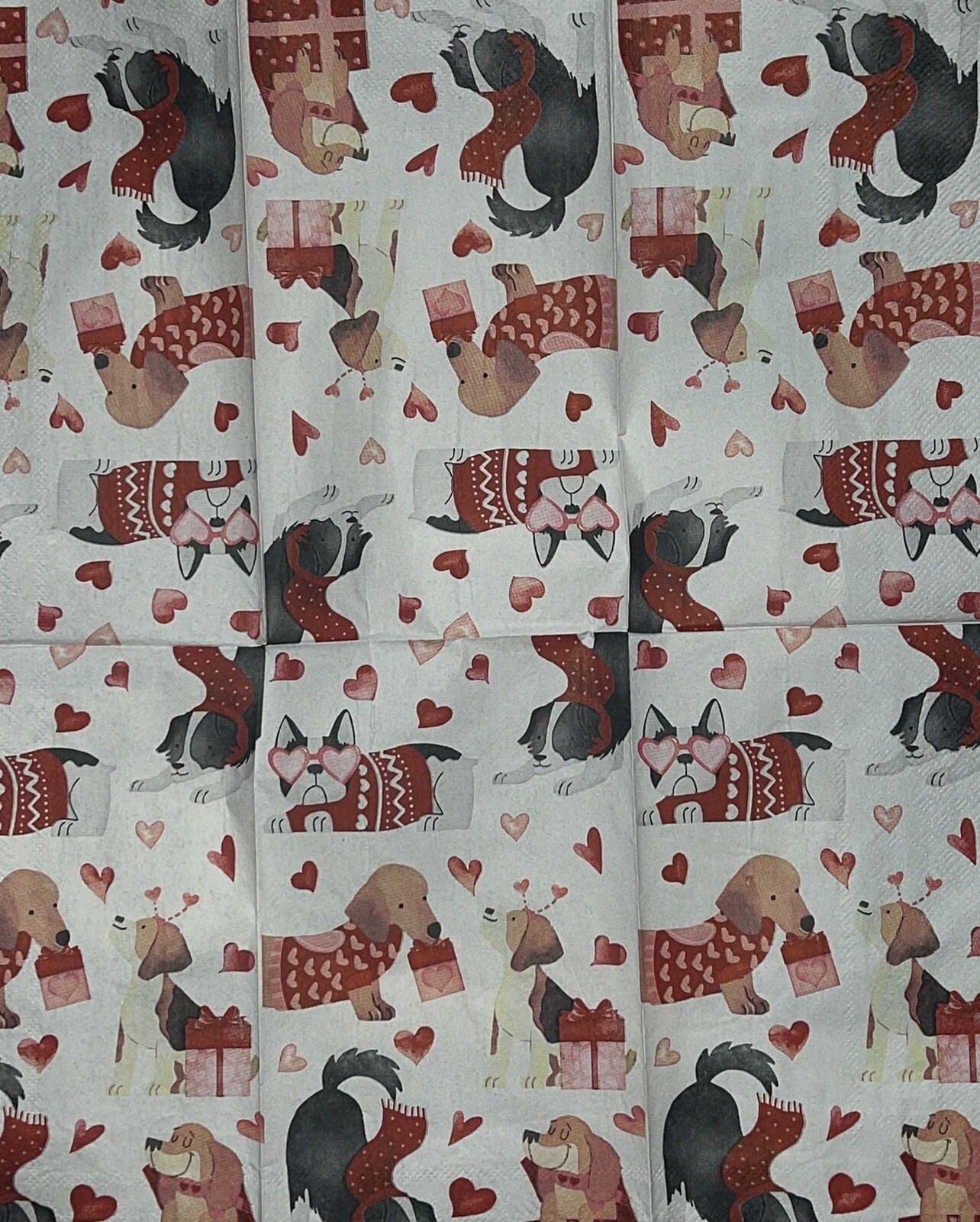 TWO Individual Paper Dinner Decoupage Napkins VALENTINe’s/Love/Dachshund/dogs