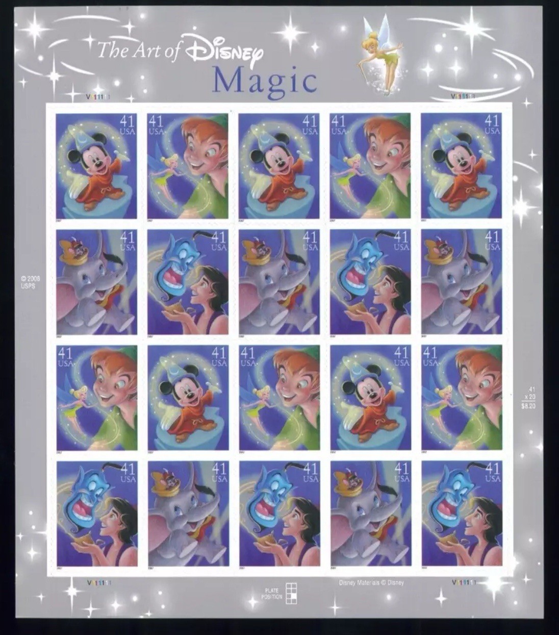 United States 41¢ Magic Disney Art Postage Stamp #4192 Full Sheet