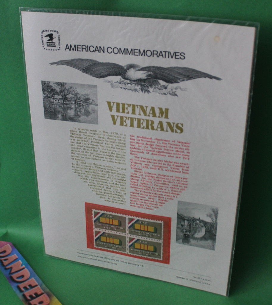 American Commemoratives Vietnam Veterans USPS Stamps Panel Sheet 120 Nov 11 1979