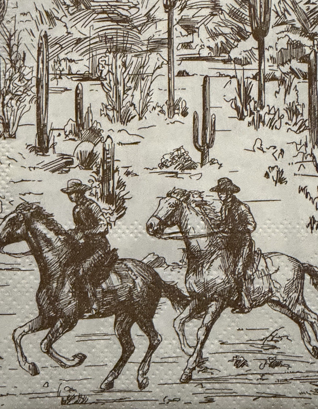 Three Decoupage LUNCHEON Decoupage. Western Cowboys Cactus 6.5” Horses/Wild West
