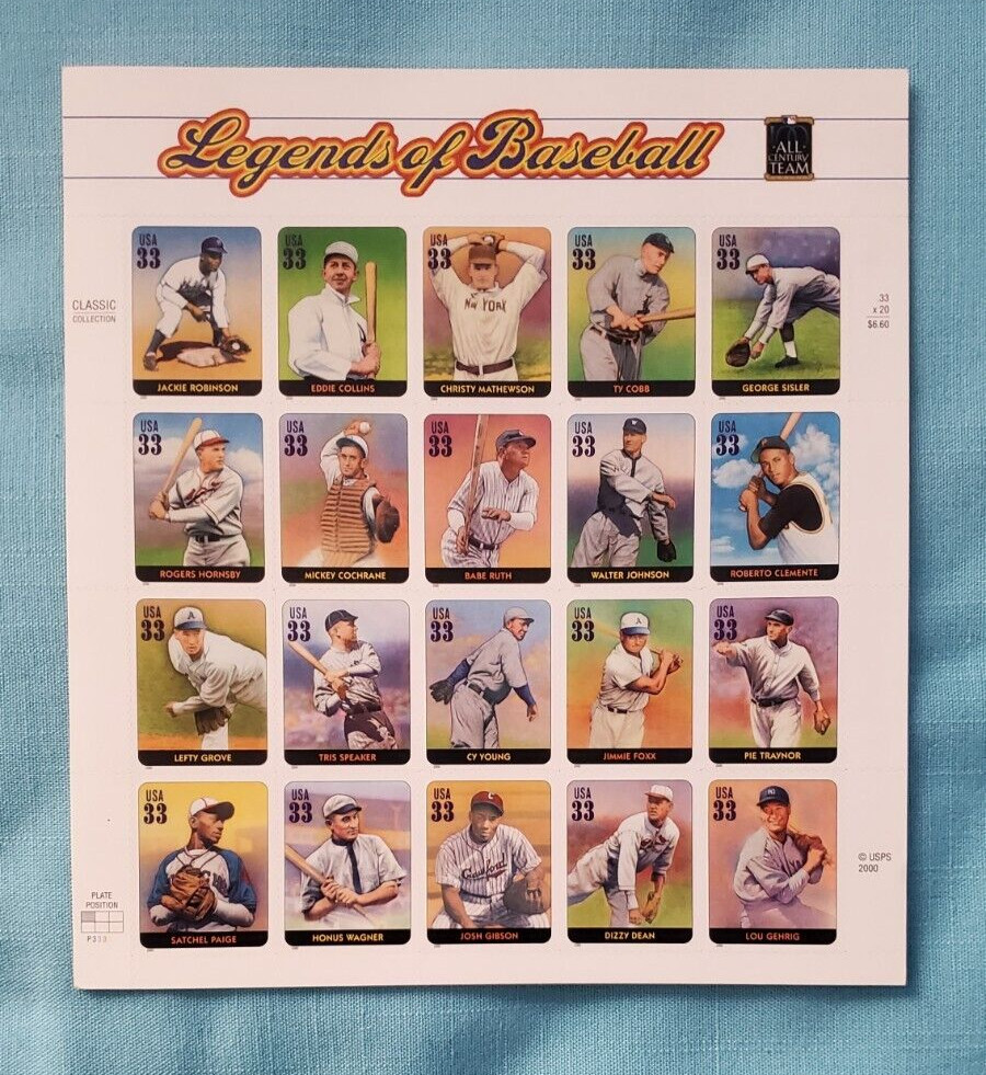 USPS – “LEGENDS OF BASEBALL” FULL SHEET OF STAMPS LOOK!!!