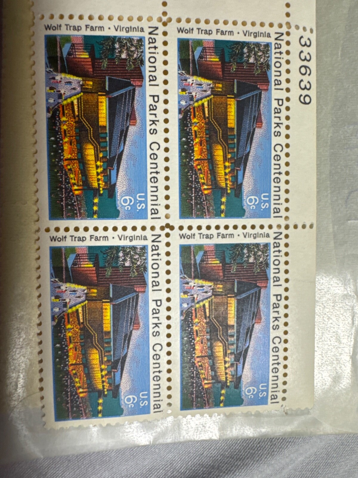 Scott#1452 mint national parks centennial stamp wolf trap farm , plate block