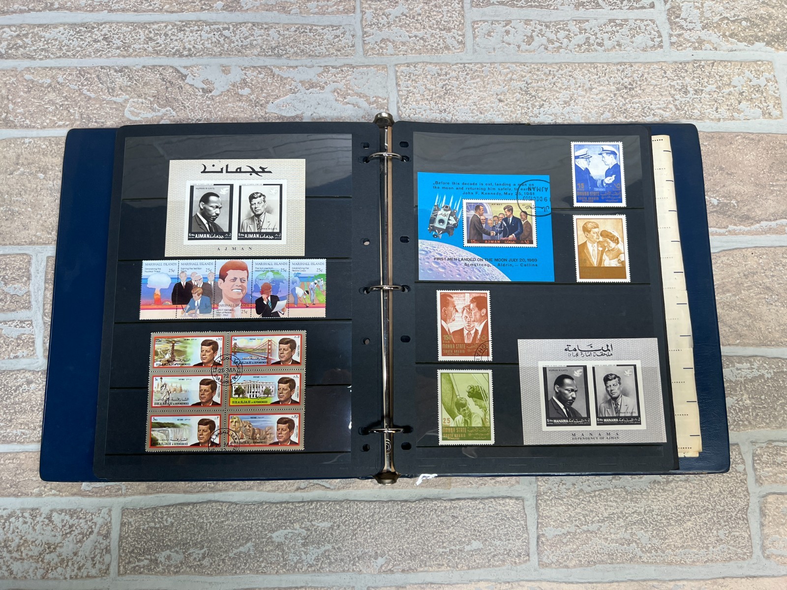 HUGE RARE VINTAGE John F Kennedy Commemorative Stamp Portfolio