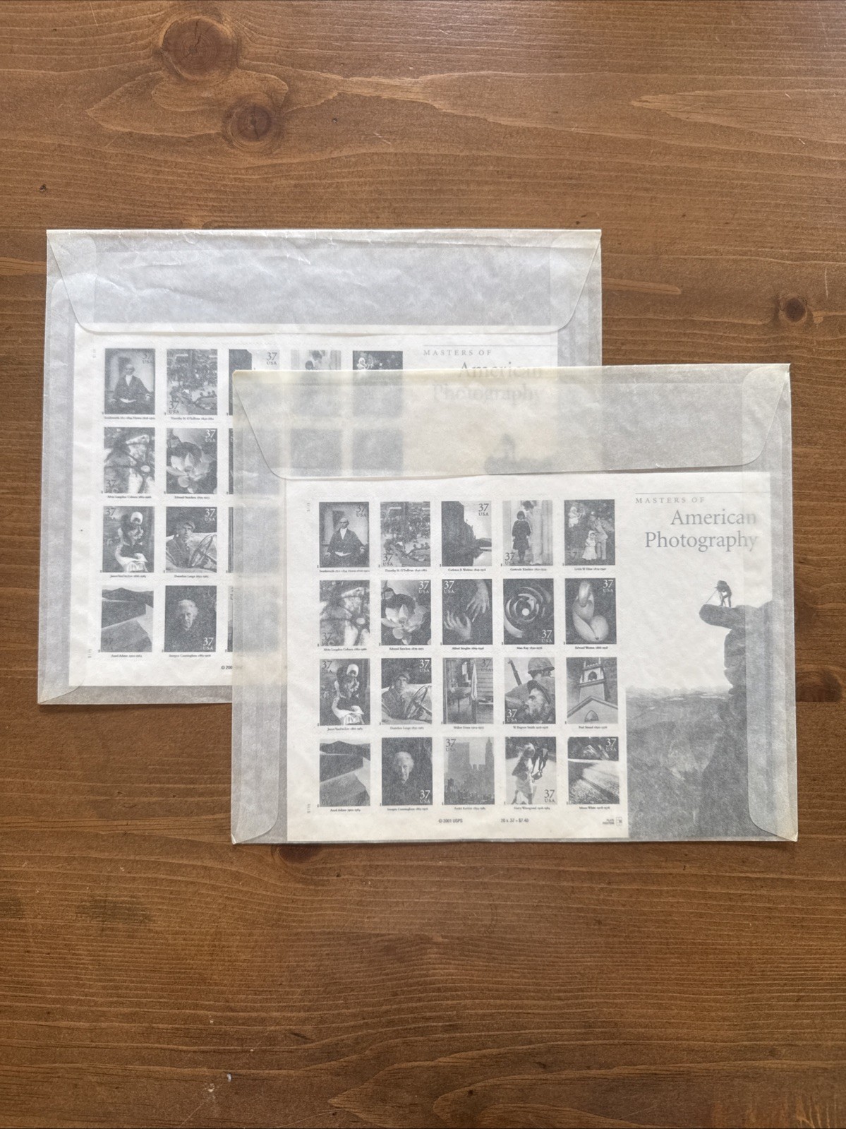 2 Sheets of MASTERS of AMERICAN PHOTOGRAPHY 37¢ US Postage Stamps. USA