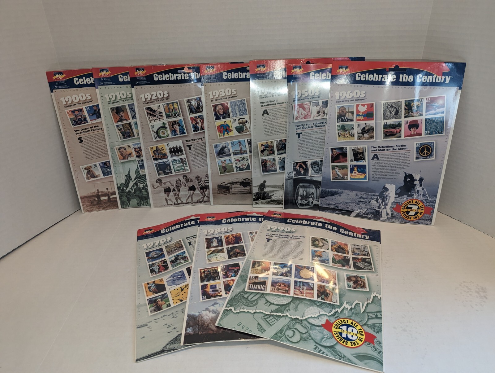 Celebrate The Century 1900’s-1990’s. Complete 10 Sheet Set US Stamps USA Sealed