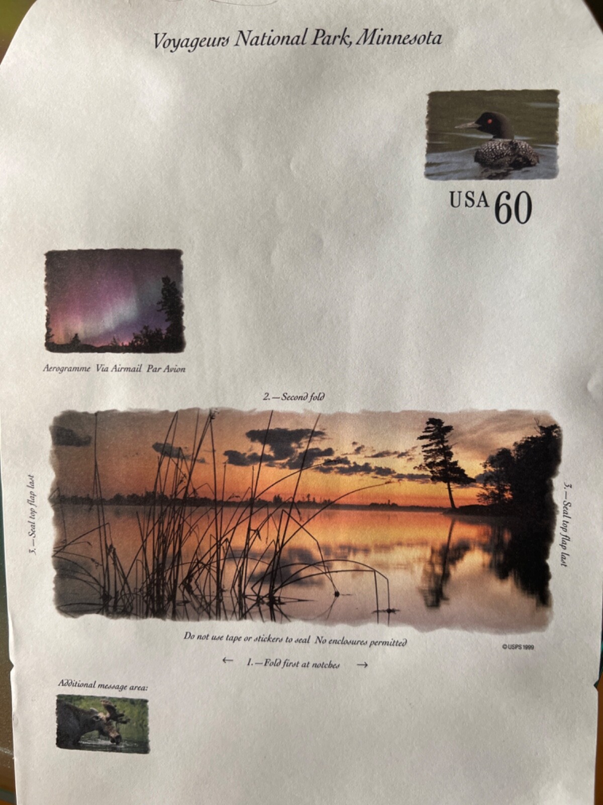 See Photo Scott UC65 Voyageurs National Park Postal Stationary Aerogramme Unused