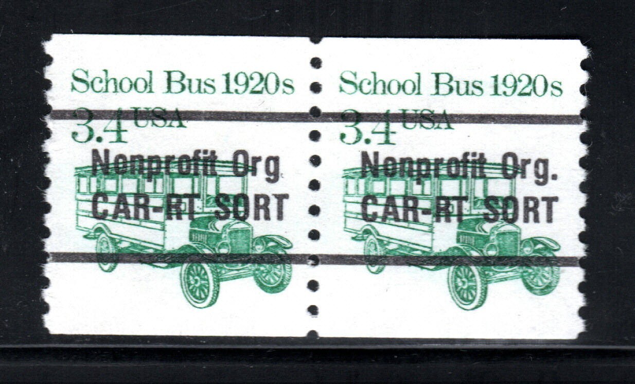 U.S. Stamps – 3.4¢ School Bus 1920s – Coil Pair – MNH SC# 2123a