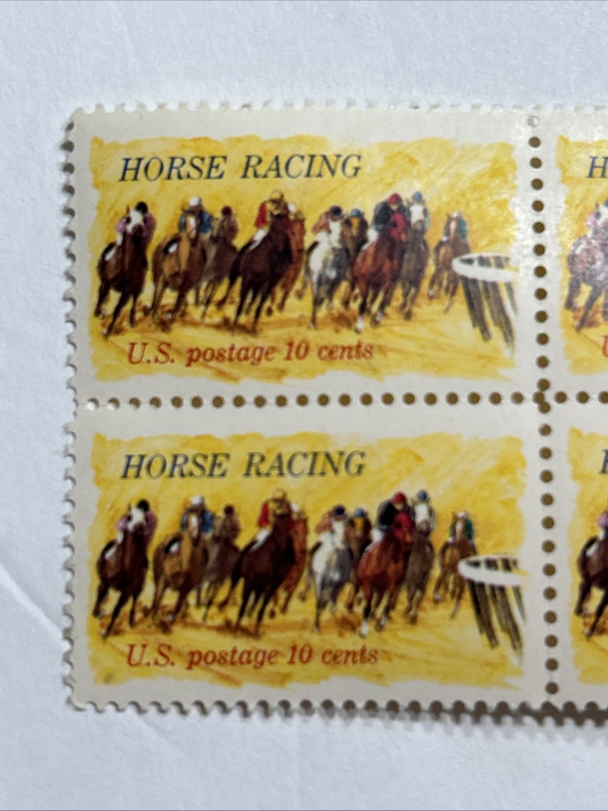 4 Horse Racing 10 Cent US Postage Stamps