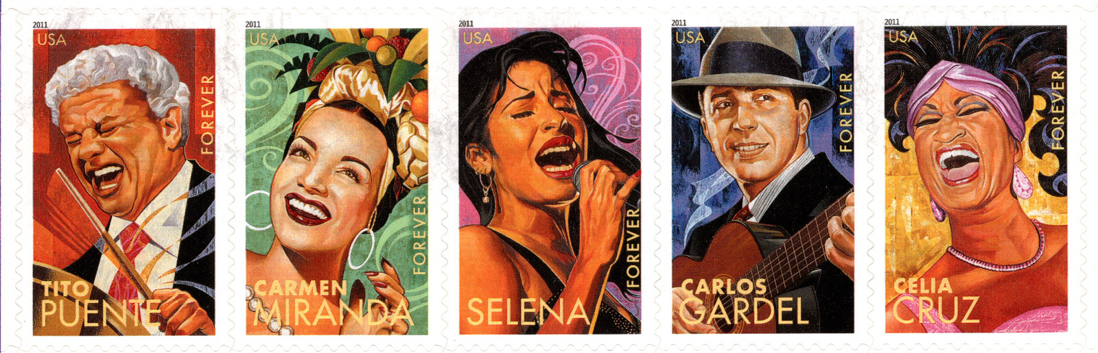 USA 2011 LATIN MUSIC LEGENDS FOREVER 20 STAMPS,SELENA,CRUZ, SCOTT 4497-4501 MNH