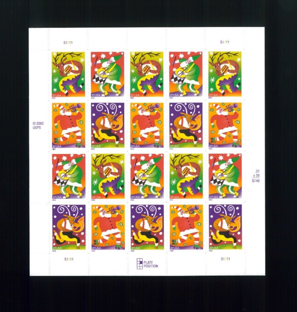 US 37¢ Christmas Music Makers Stamp #3821-24 MNH Full Sheet Post office sealed