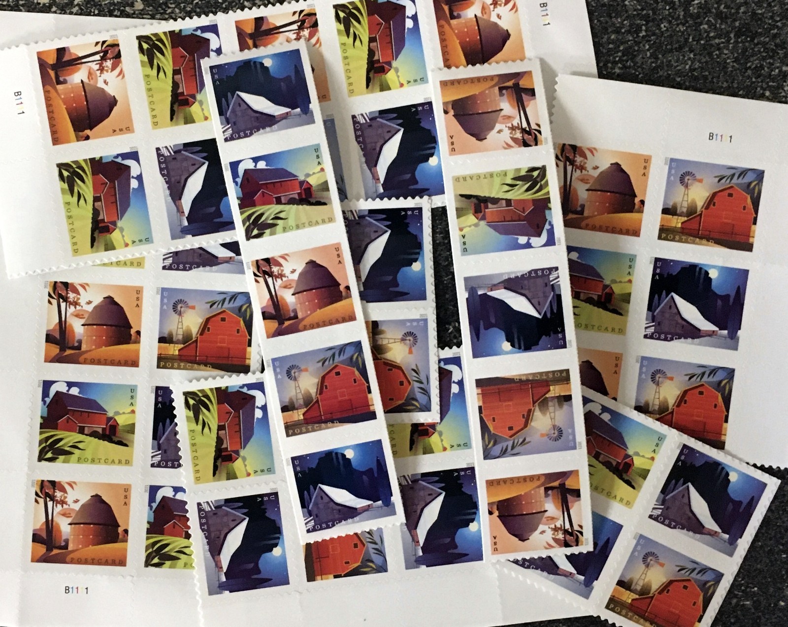 2021USA Postcard Rate #5546+ Barns Coil/Sheet Various Length Strips (50) postage