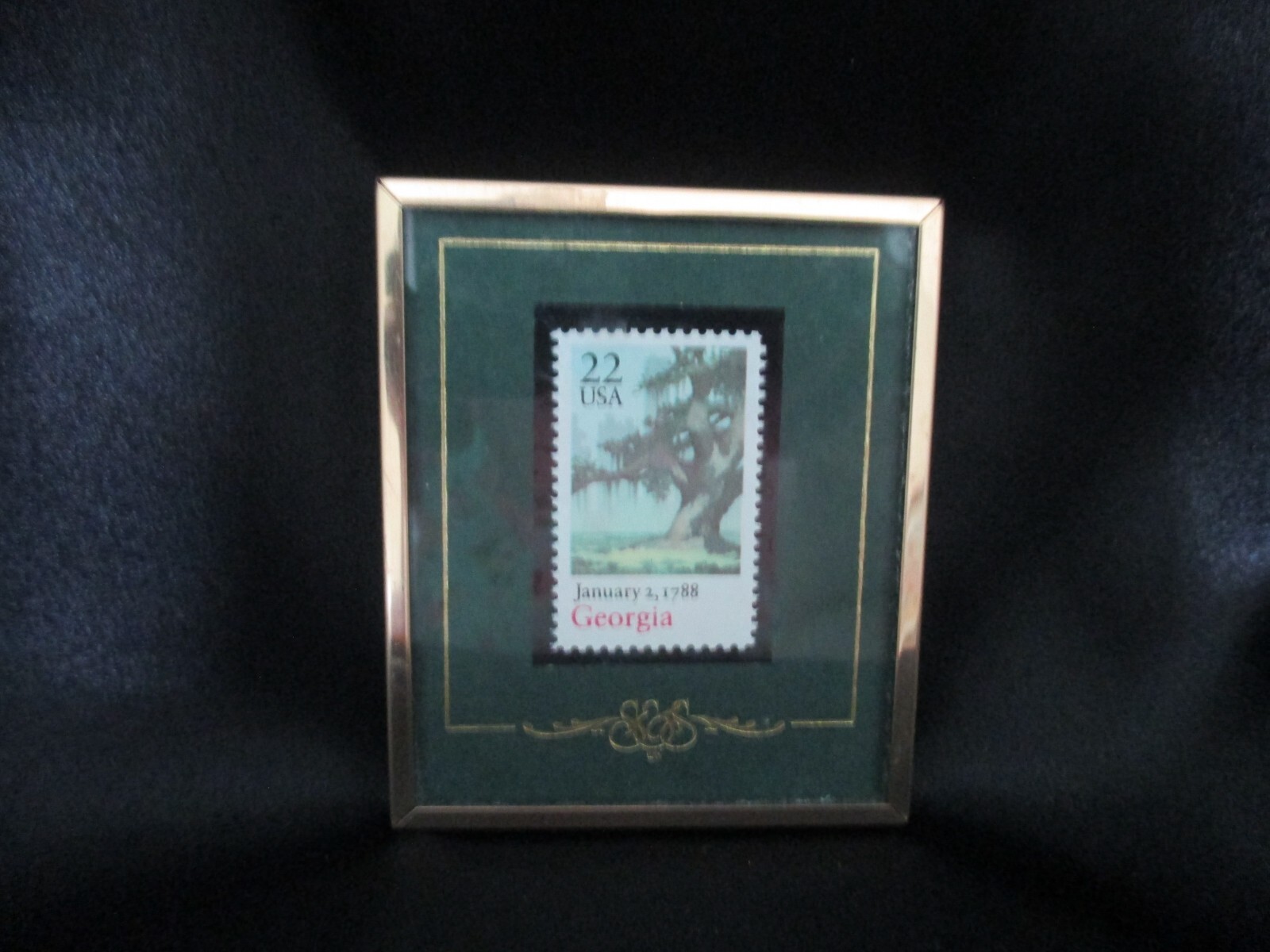 Vintage Stamps & Stories Framed “Georgia Statehood” Texas Stamps
