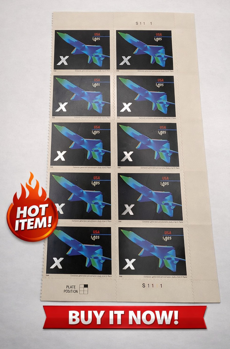 2006 USPS X‑Plane Priority Mail Stamps Lot of 10 MNH • Modern Aviation