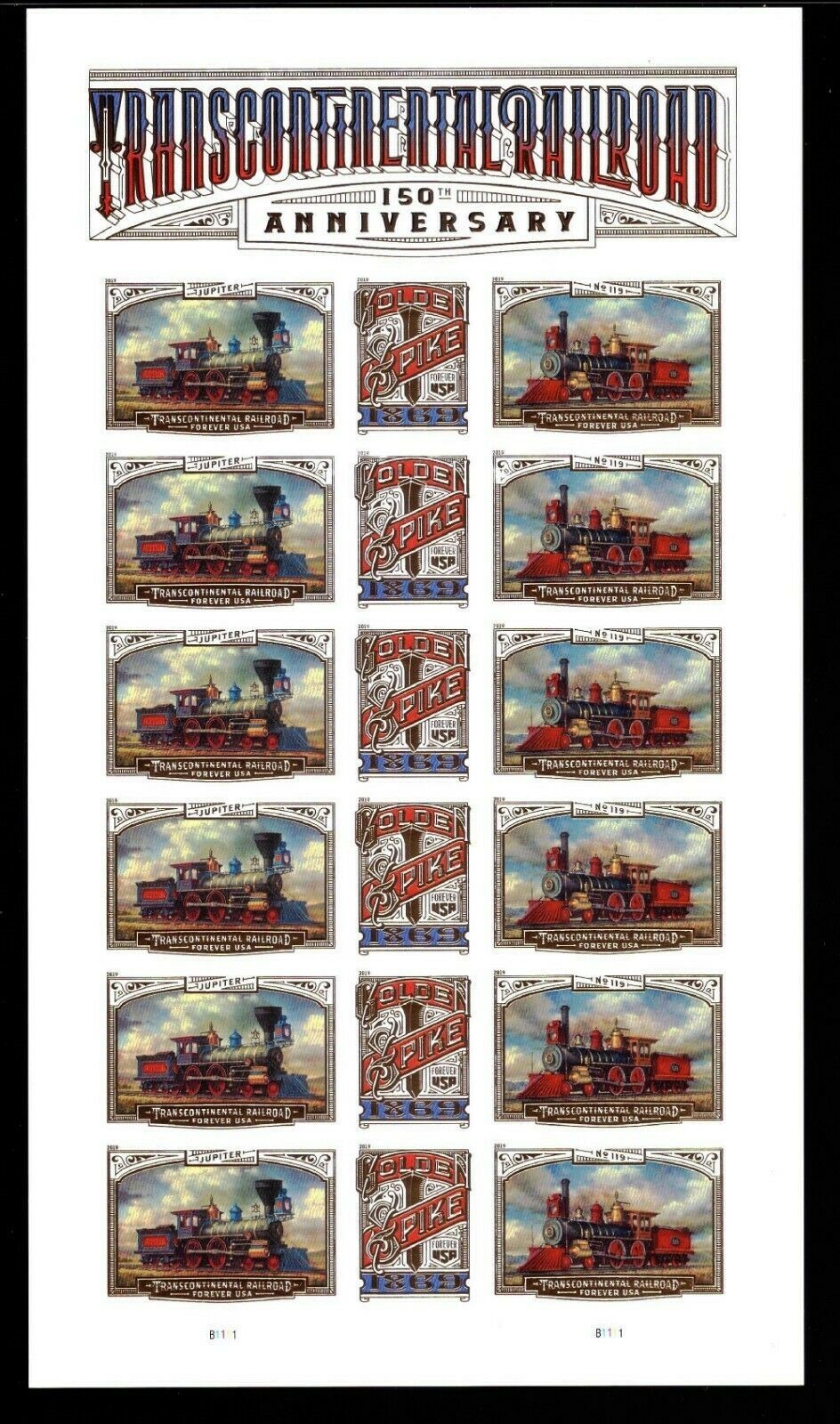 Transcontinental Railway Full Sealed Pad of 100 Sheets (1800 Stamps) Scott 5380