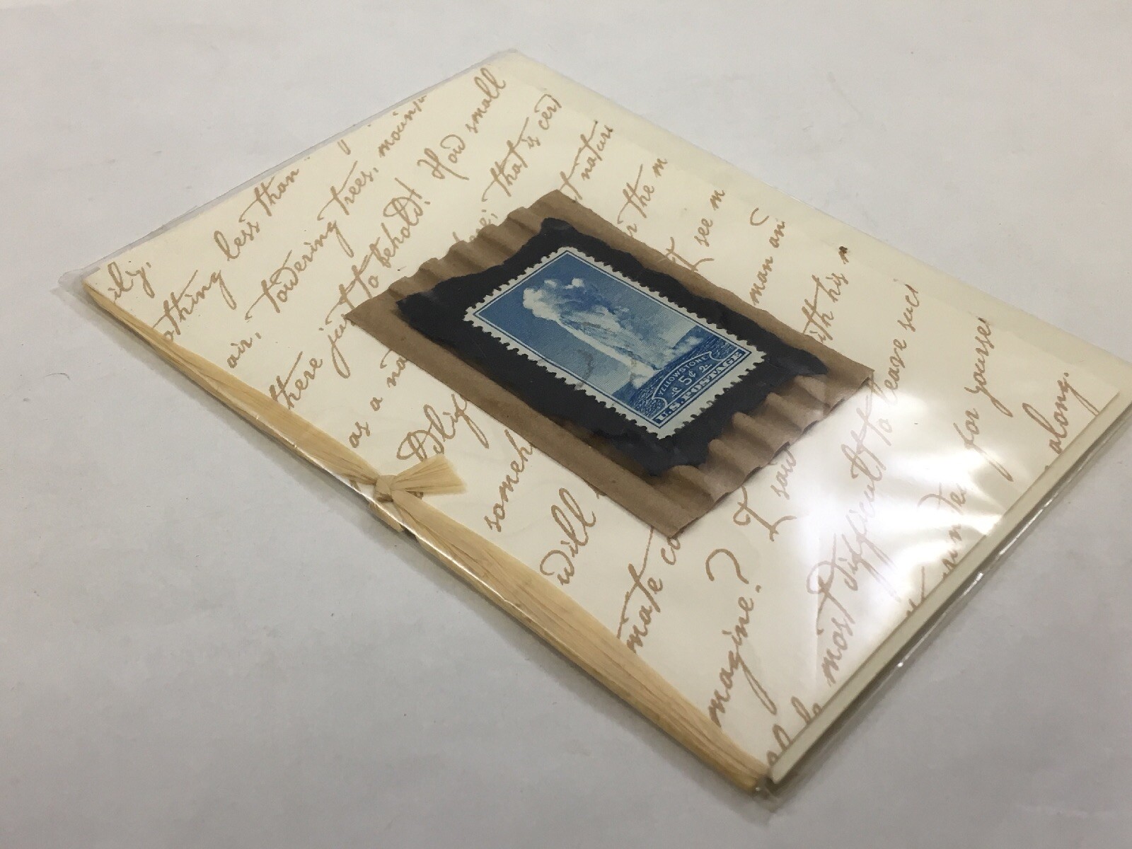 1934 Yellowstone 5 Cent Stamp with Handmade Card and Envelope