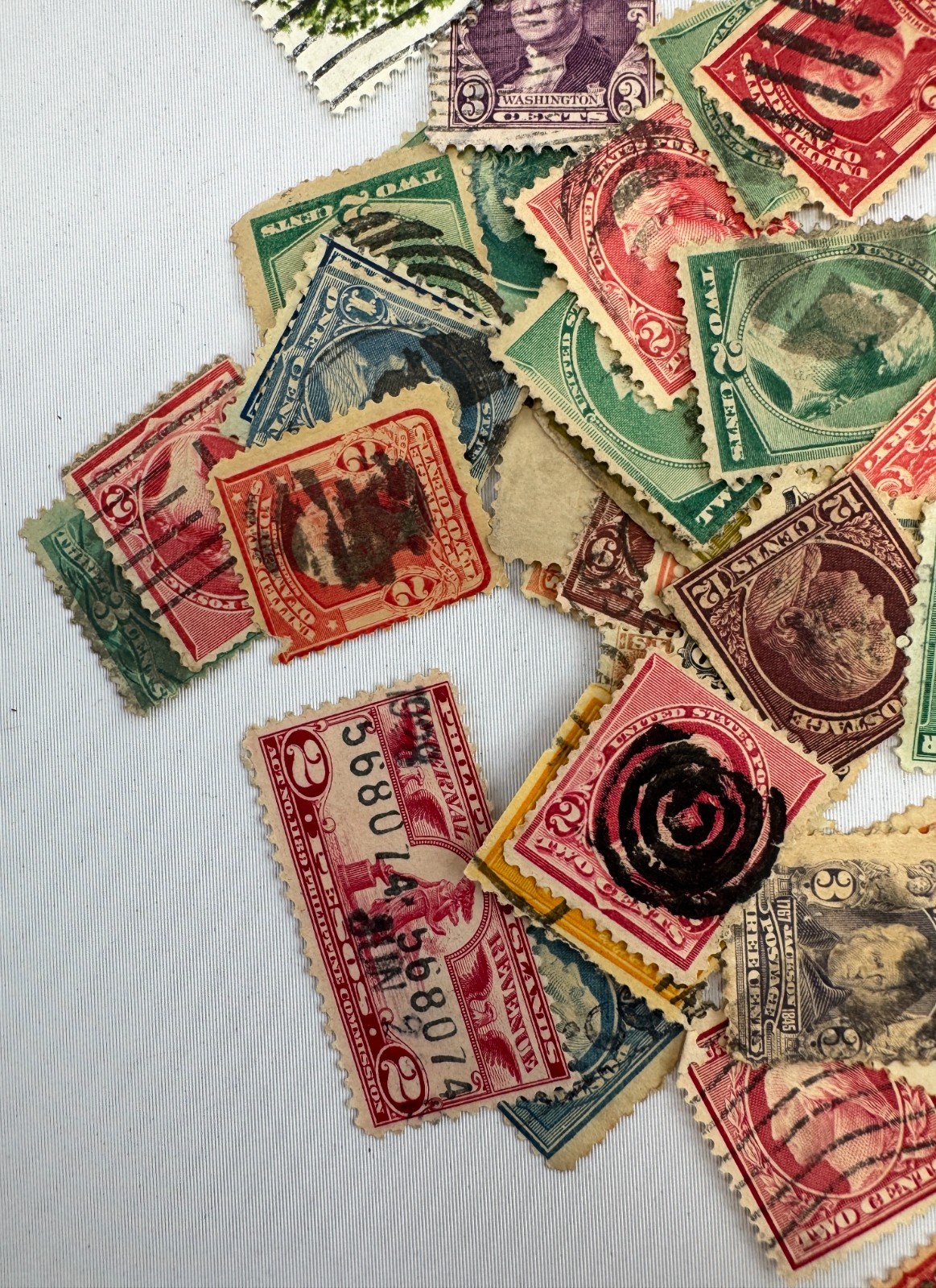 Vintage US Stamp Mixture Lot 75 and more Used Stamps Washington Franklin Revenue