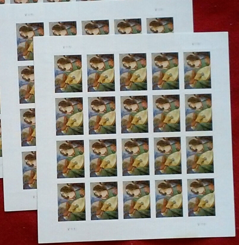 TWO (2) Sheets x 20= 40 of ANGEL WITH LUTE 44¢ US Postage Stamps. USA Sc # 4477
