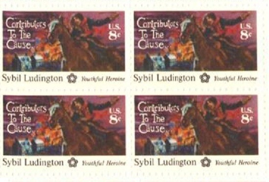 SYBIL LUDINGTON–Block-4 Collectible Unused 1975 Stamps-FREE SHIPPING