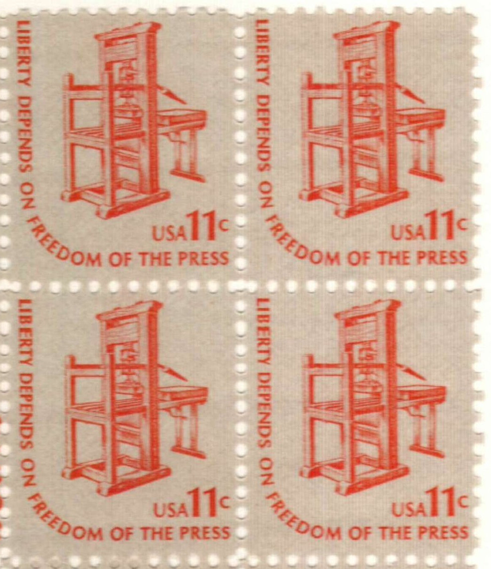 United States 11¢ Printing Press Postage Stamp #1593 x 100 singles