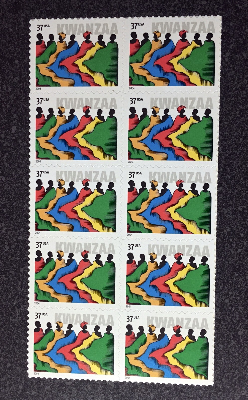 2004USA #3881 37c Kwanzaa- Block of 10 From Sheet