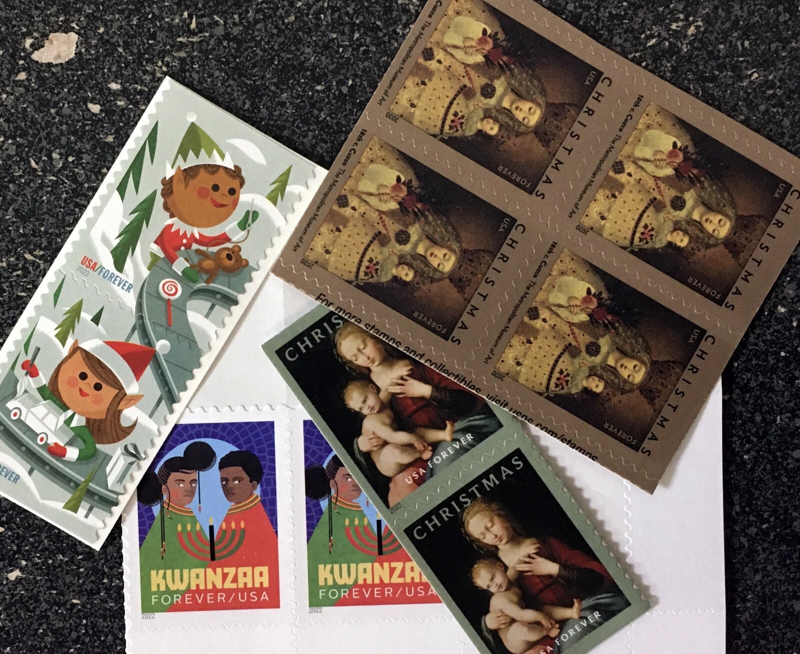 (10) USPS Forever Stamps – Various Designs – Christmas – Holiday Postage Stamps